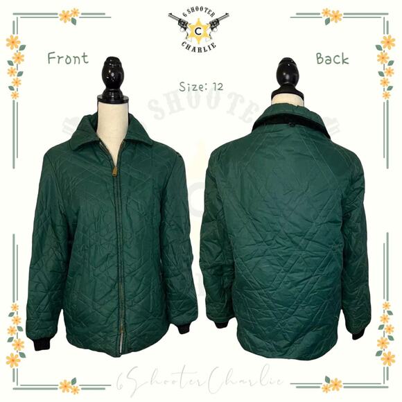 Vintage Womens Unbranded Baubour Hunter Green Quilted Jacket Size 12 - Picture 1 of 5